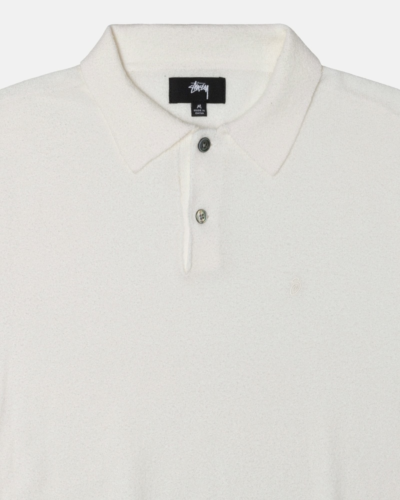 Stussy Textured Ss Polo Men's Sweaters Beige | IL0000857