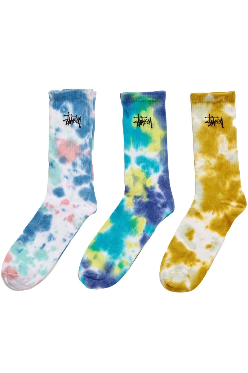 Stussy Tie Dye (3 Pack) Women\'s Socks White | IL0000745