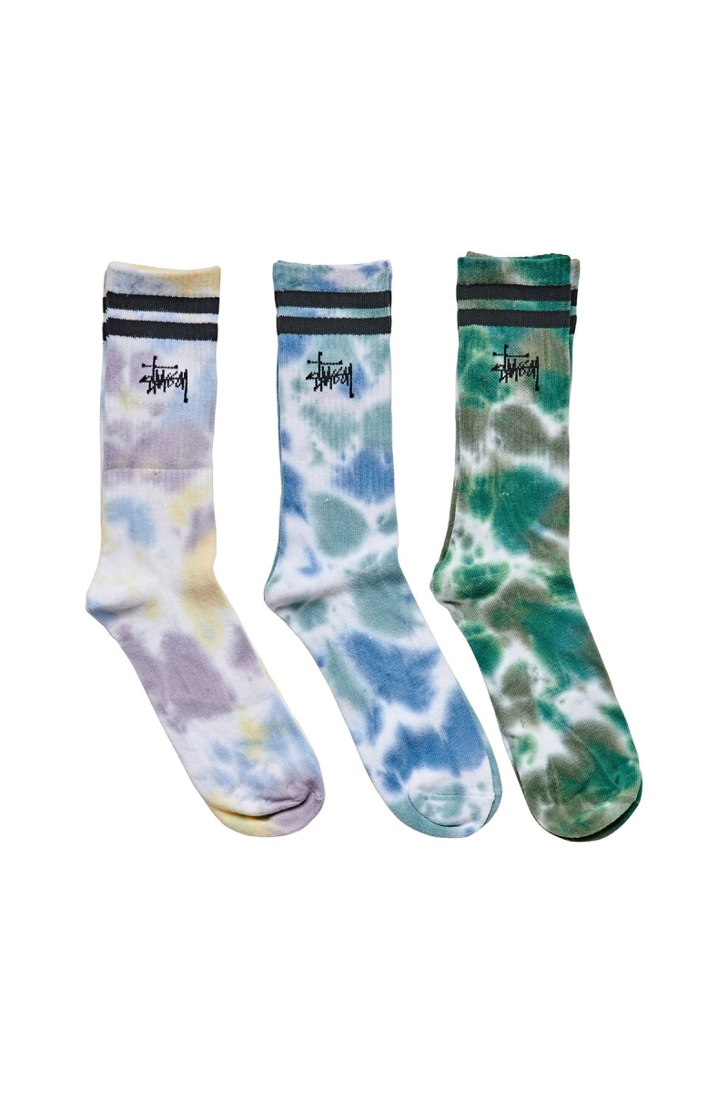 Stussy Tie dye Stripe 3PK Women\'s Socks Brown | IL0000746