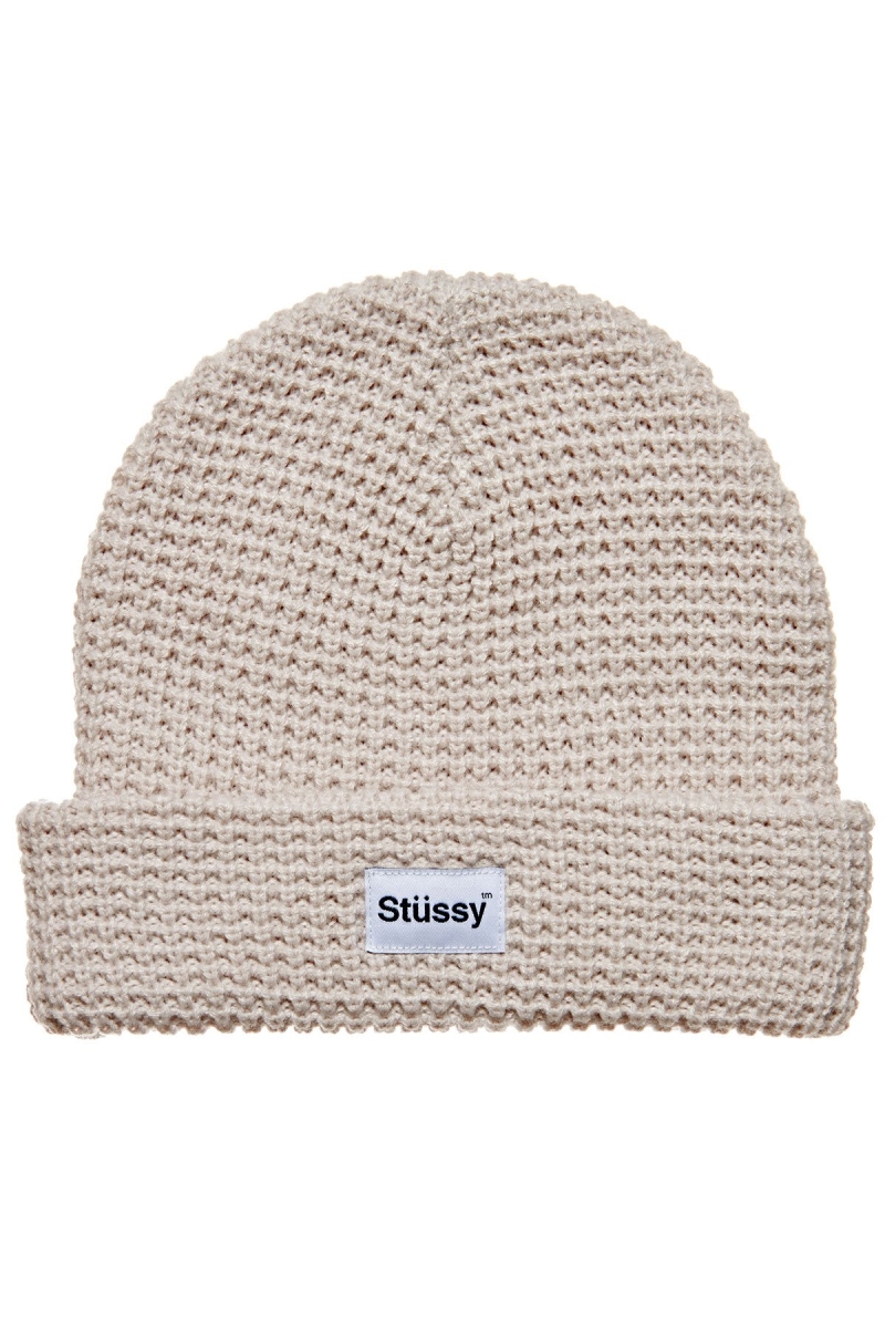 Stussy Trademark Waffle Beanie Men\'s Hats Brown | IL0000504