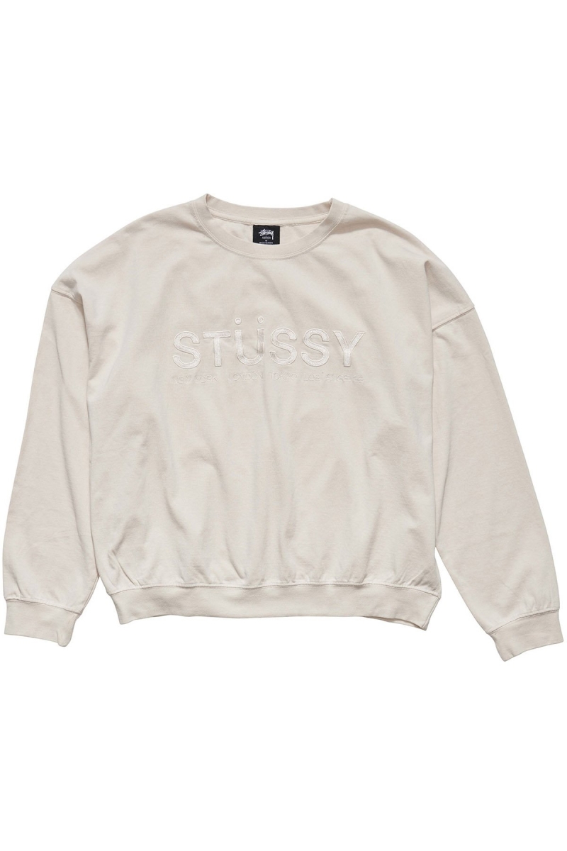 Stussy Trail Embroidered Rugby Crew Women\'s Sportswear White | IL0000799