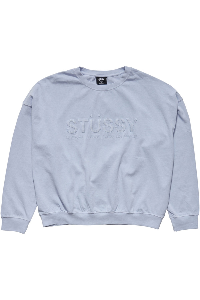 Stussy Trail Embroidered Rugby Crew Women\'s Sportswear Blue | IL0000800