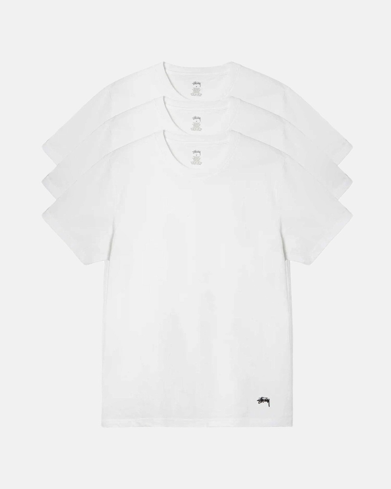 Stussy Undershirt - 3 Pack Men\'s T Shirts White | IL0000280