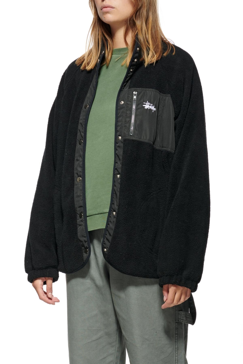 Stussy Ventura Sherpa Women's Jackets Black | IL0000363