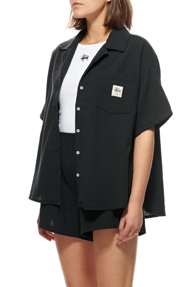 Stussy Vermont OS Shirt Women's Sportswear Black | IL0000803