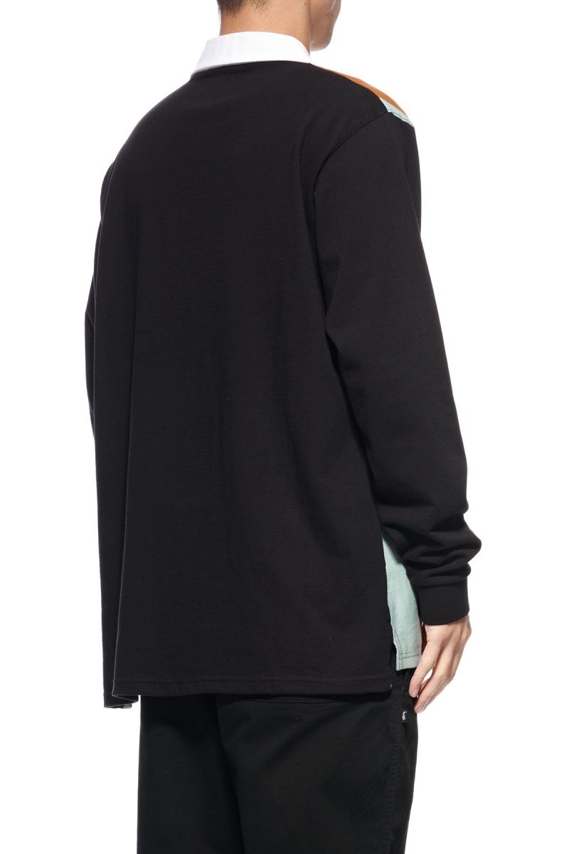 Stussy Vert Stripe LS Rugby Men's Sweatshirts Black | IL0000960