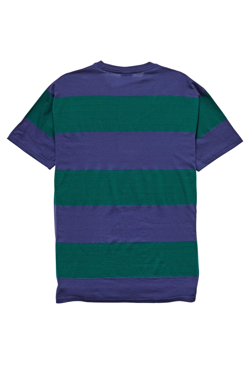 Stussy View Stripe SS Pocket Men's T Shirts Blue | IL0000283