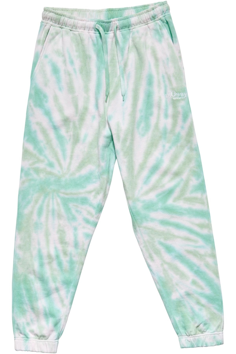 Stussy Warped Tie Dye Trackpant Women\'s Track Pants Green | IL0001011