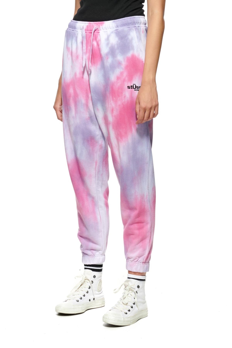 Stussy Warped Tie Dye Trackpant Women's Track Pants Red | IL0001012