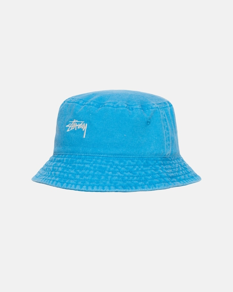 Stussy Washed Stock Men's Bucket Hats Blue | IL0000510