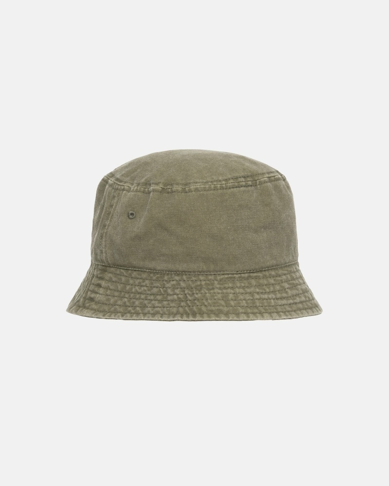 Stussy Washed Stock Men's Bucket Hats Olive | IL0000509