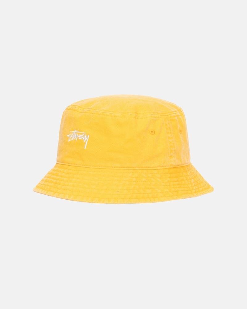 Stussy Washed Stock Men's Bucket Hats Yellow | IL0000508