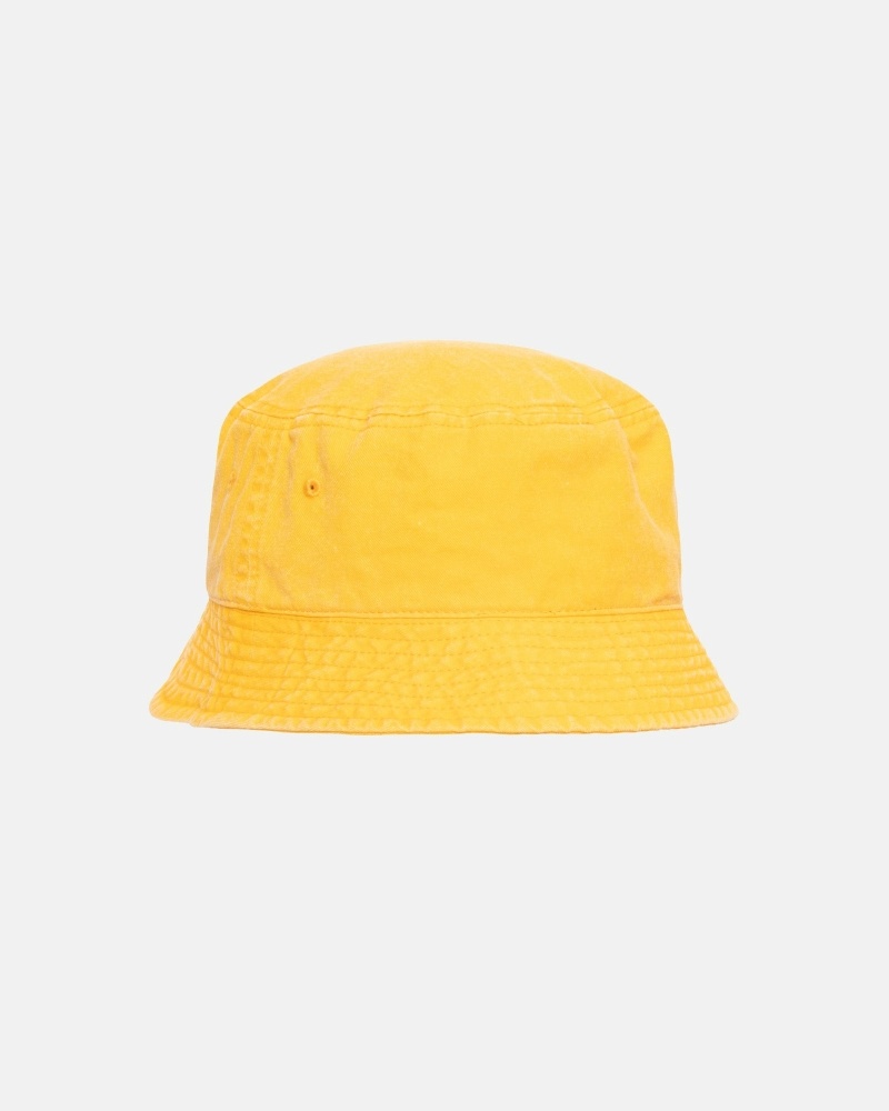 Stussy Washed Stock Men's Bucket Hats Yellow | IL0000508