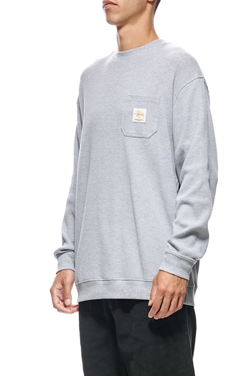 Stussy Workwear Waffle Crew Men's Sweaters White | IL0000862