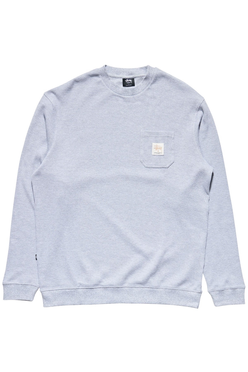 Stussy Workwear Waffle Crew Men\'s Sweaters White | IL0000862