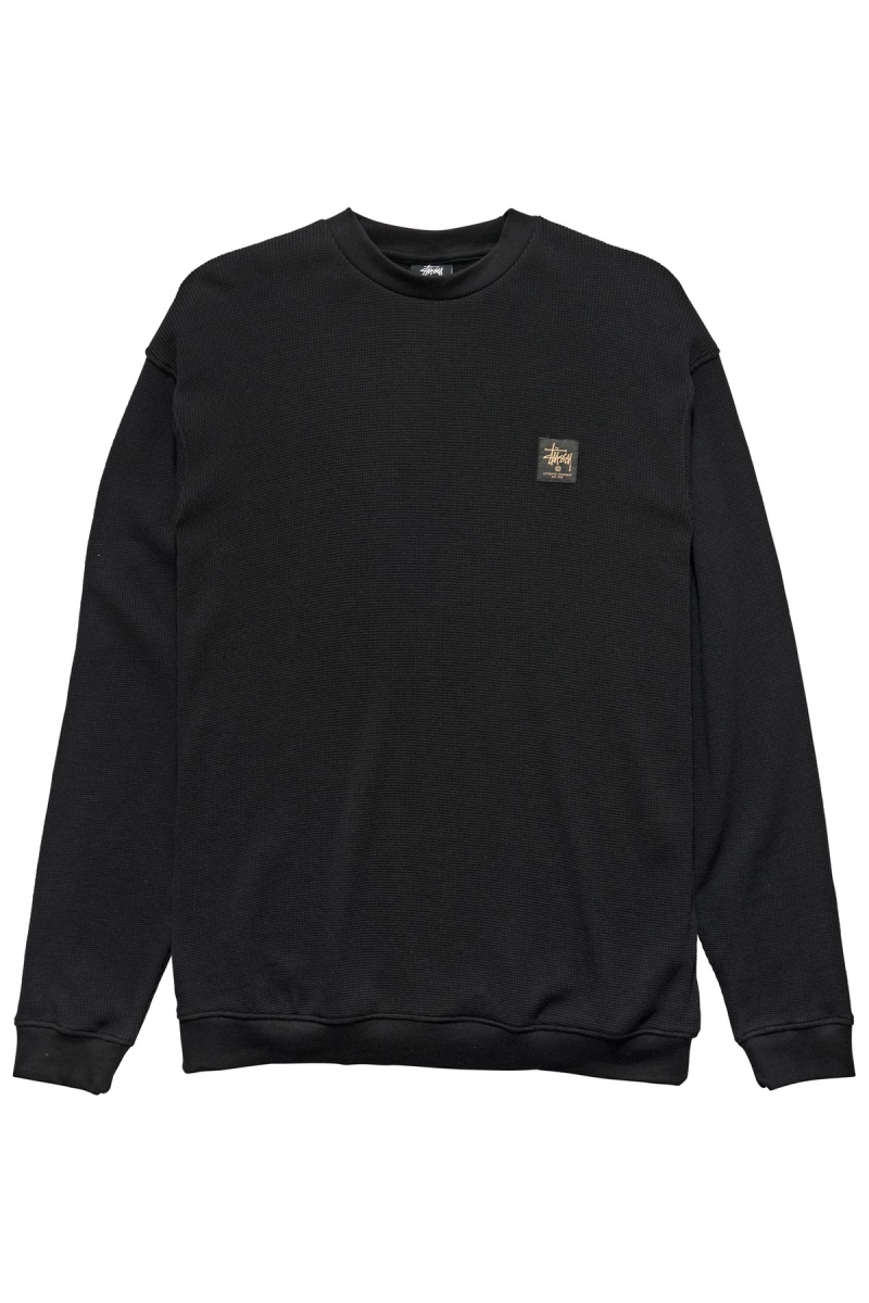 Stussy Workwear Waffle Crew Men\'s Sweaters Black | IL0000863