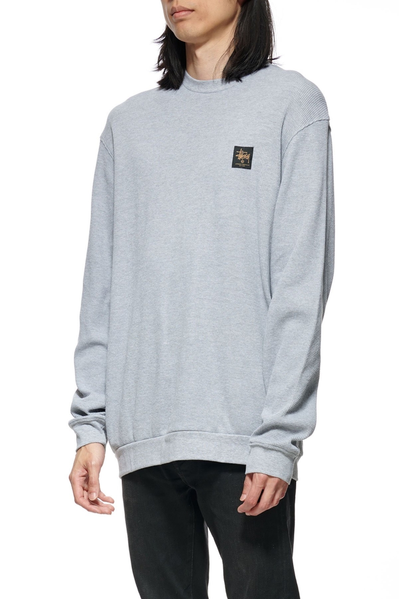 Stussy Workwear Waffle Crew Men's Sweaters Grey | IL0000865