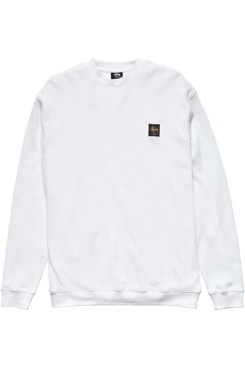 Stussy Workwear Waffle Crew Men\'s Sweaters White | IL0000866