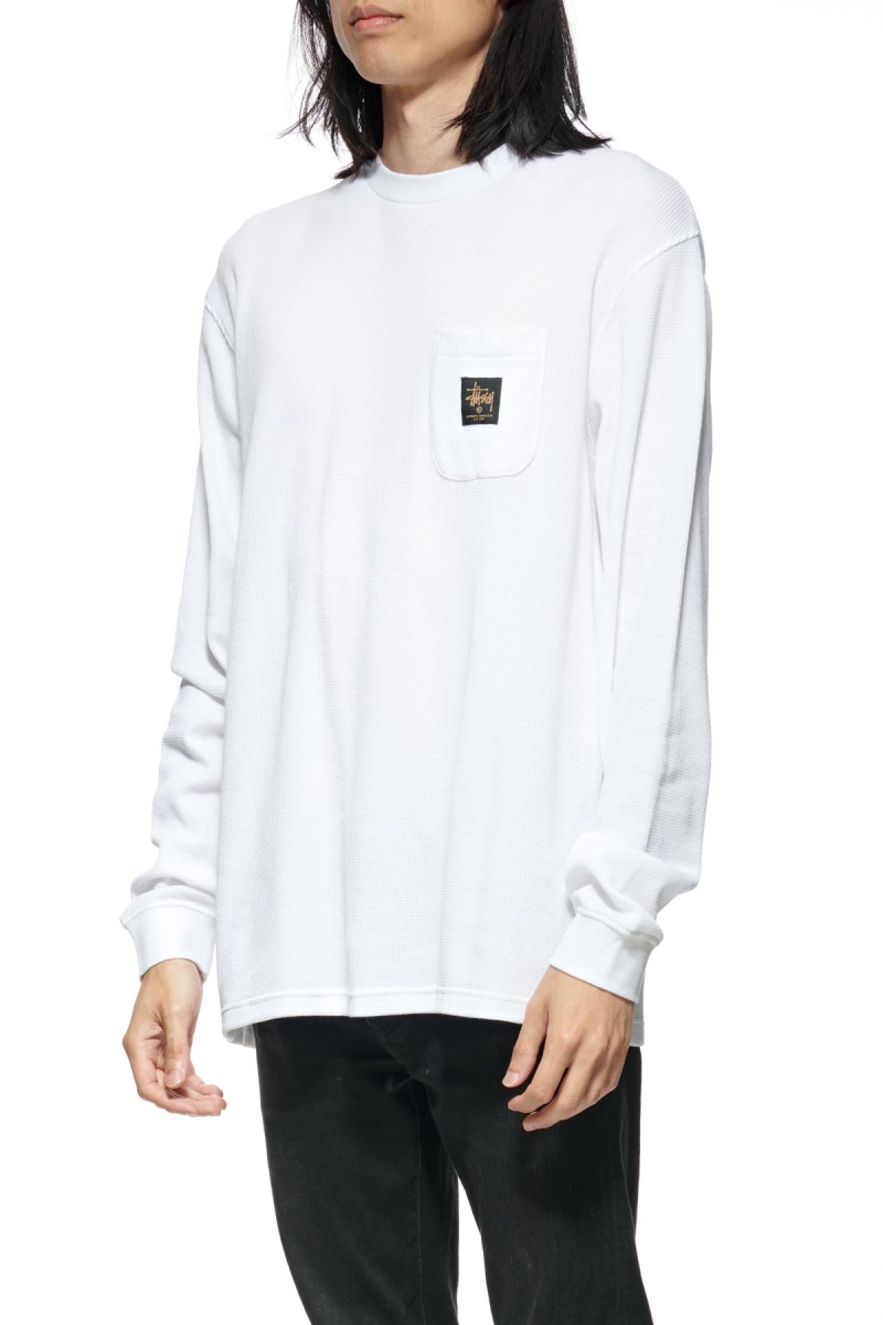 Stussy Workwear Waffle Men's Sweatshirts White | IL0000961