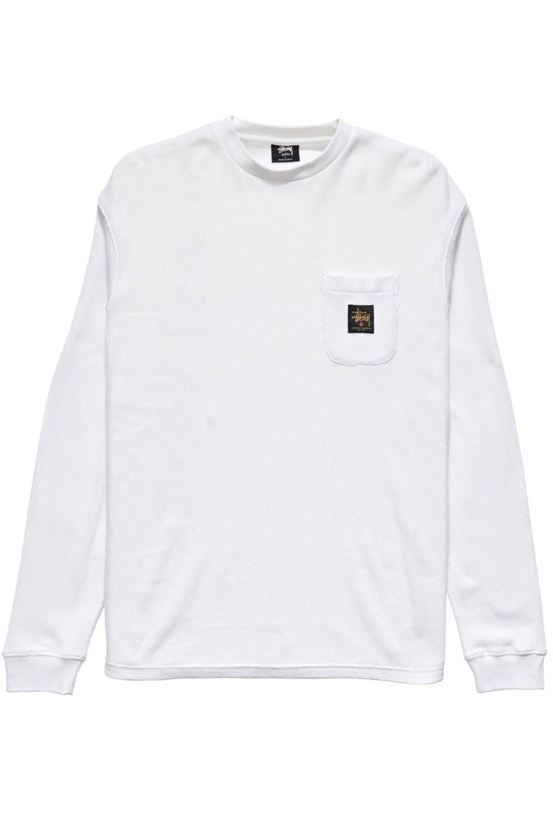 Stussy Workwear Waffle Men\'s Sweatshirts White | IL0000961