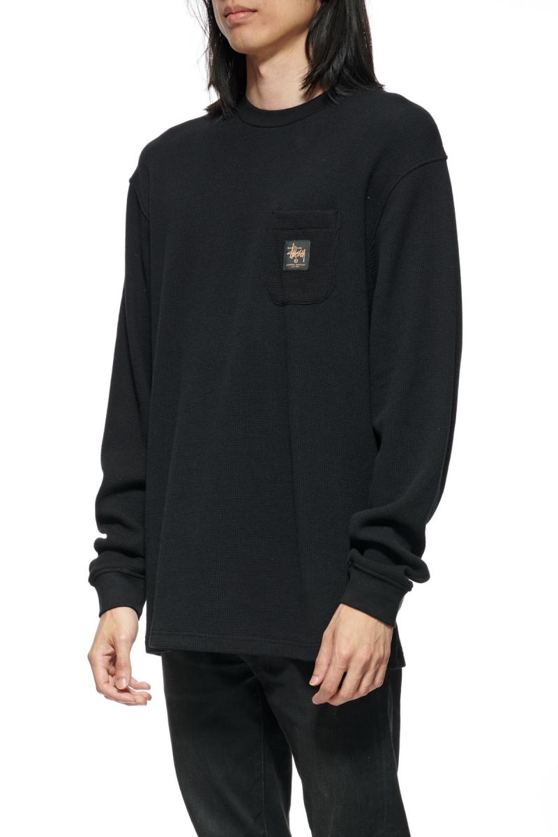 Stussy Workwear Waffle Men's Sweatshirts Black | IL0000962