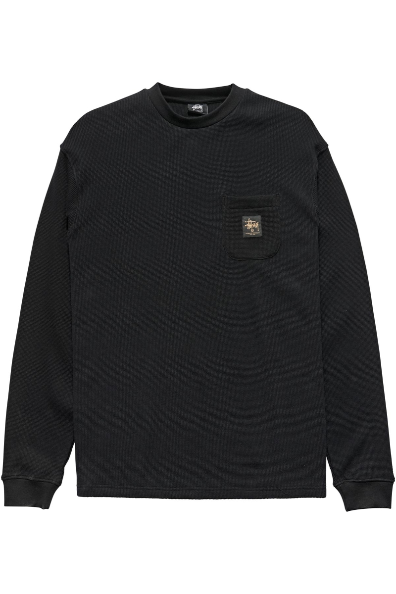 Stussy Workwear Waffle Men\'s Sweatshirts Black | IL0000962