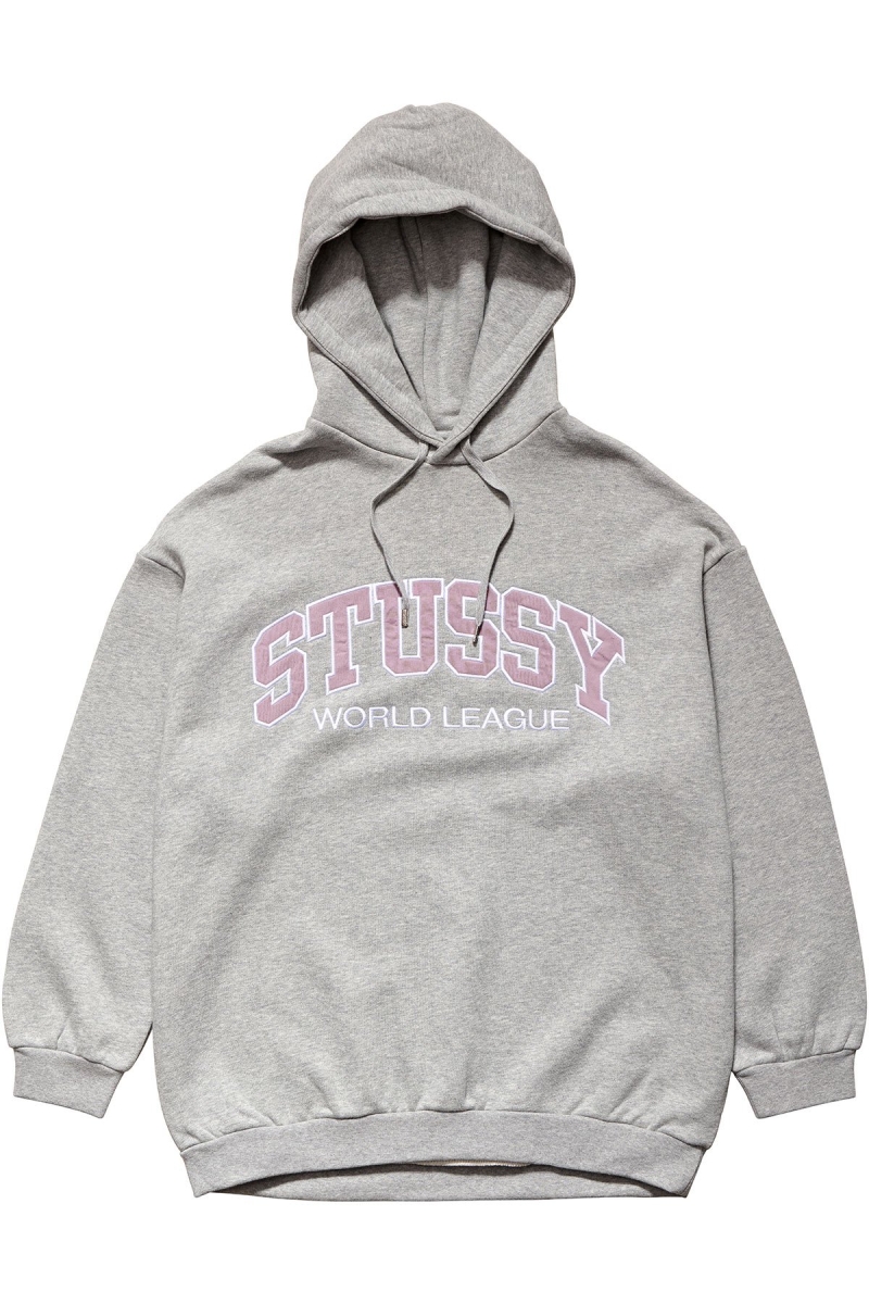 Stussy World League OS BF Women\'s Hoodies Grey | IL0000090