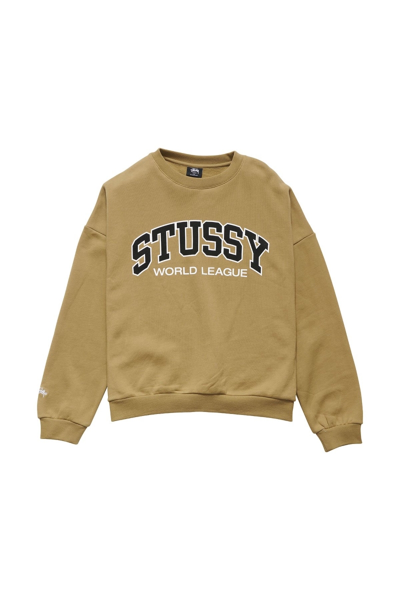 Stussy World League OS Crew Women\'s Sweaters Brown | IL0000868