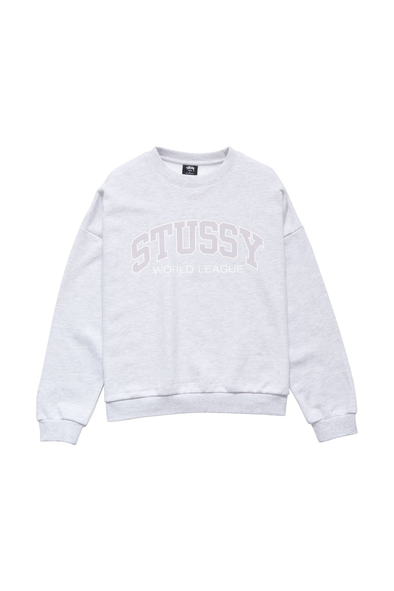 Stussy World League OS Crew Women\'s Sweaters White | IL0000869