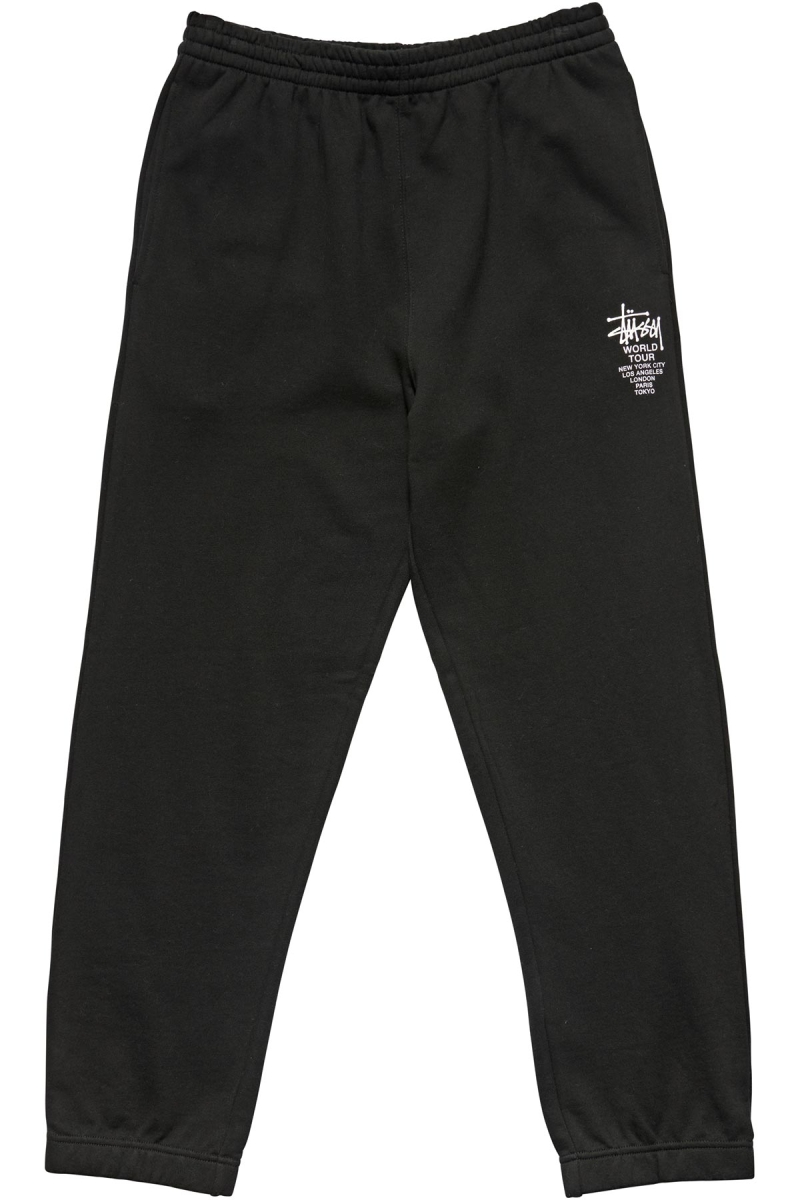 Stussy World Tour Men\'s Track Pants Black | IL0001016