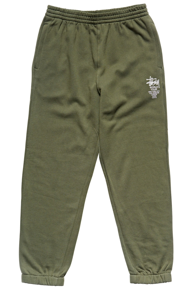 Stussy World Tour Men\'s Track Pants Green | IL0001013