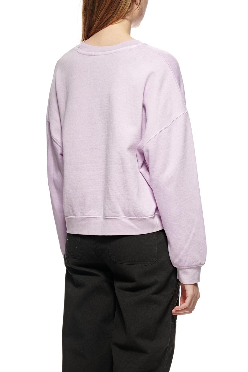 Stussy World Tour Pigment Crew Women's Sweaters Pink | IL0000870