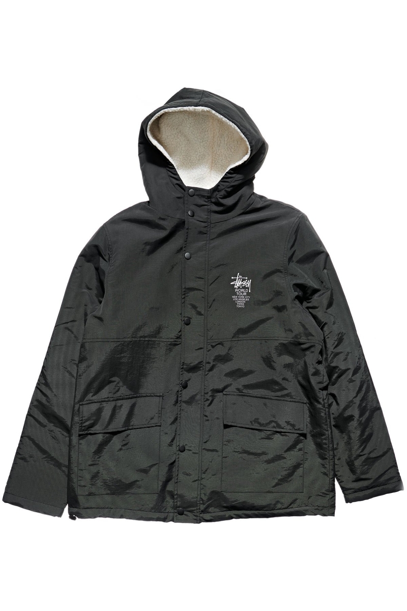 Stussy World Tour Reversible Men\'s Jackets Black | IL0000366