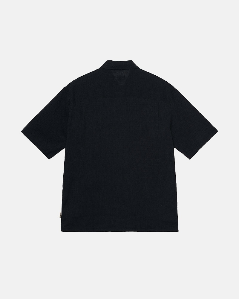 Stussy Wrinkly Gingham Ss Men's Shirts Black | IL0000334