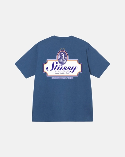 Stussy Authentic Men's T Shirts Blue | IL0000095