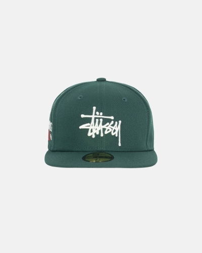 Stussy Authentic New Era Men's Caps Green | IL0000376