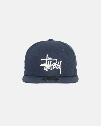 Stussy Authentic New Era Men's Caps Navy | IL0000372