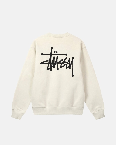 Stussy Basic Crew Men's Hoodies Beige | IL0000007