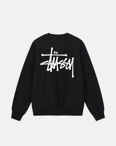 Stussy Basic Crew Men's Hoodies Black | IL0000005