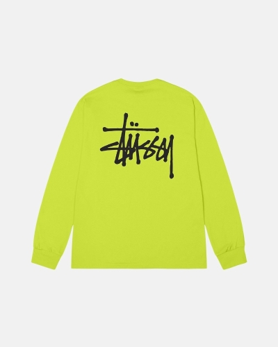 Stussy Basic Ls Men's T Shirts Light Green | IL0000100