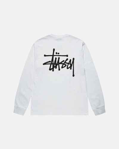 Stussy Basic Ls Men's T Shirts White | IL0000102