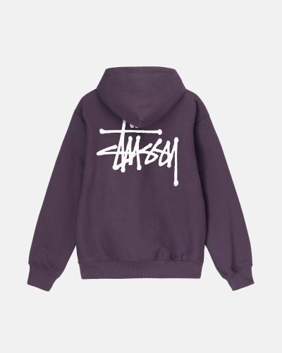 Stussy Basic Men's Hoodies Purple | IL0000010