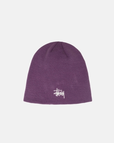 Stussy Basic Skullcap Men's Beanie Purple | IL0000387