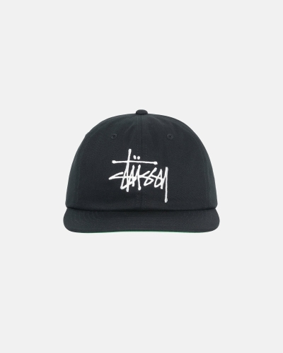 Stussy Basic Strapback Men's Caps Black | IL0000399