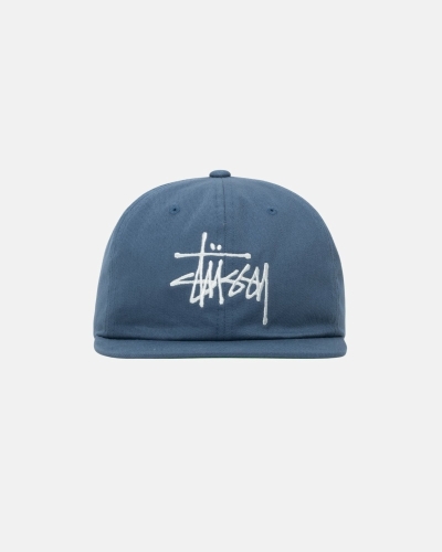 Stussy Basic Strapback Men's Caps Navy | IL0000395