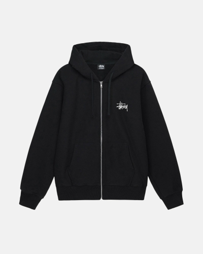 Stussy Basic Zip Men's Hoodies Black | IL0000016