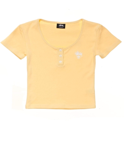 Stussy Berk Scoop Neck Women's T Shirts Yellow | IL0000113