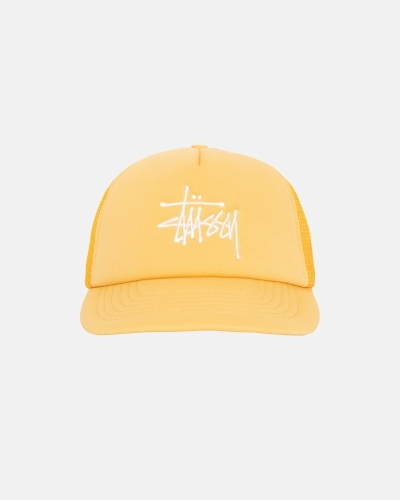 Stussy Big Basic Trucker Men's Caps Gold | IL0000402