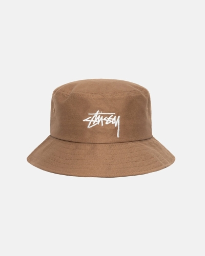 Stussy Big Stock Men's Bucket Hats Brown | IL0000405