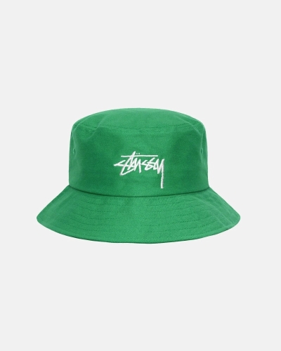 Stussy Big Stock Men's Bucket Hats Green | IL0000407